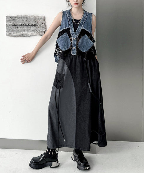 Mesh Denim Vest